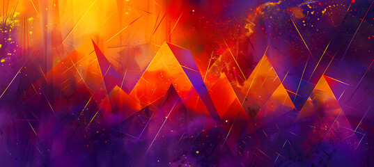 Fototapeta premium An Abstract Orange and Purple Gradient Featuring Geometric Shapes