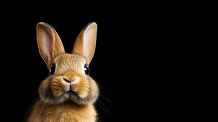 Obraz premium cute animal pet rabbit or bunny brown color smiling and laughing isolated with copy space for easter background, rabbit, animal, pet, cute, fur, ear, mammal, background, celebration, generate by AI
