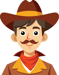 Cow boy cartoon character on white background illustration