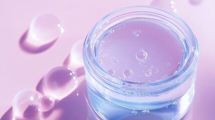 Clear circular objects floating on tranquil blue water reflecting sunlight in a serene setting during the daytime