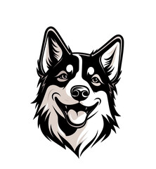 Naklejka premium Black and white dog logo