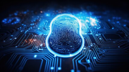 Close-up of digital fingerprints with futuristic technology 