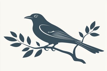 Silhouette of a Bird Perched on a Branch