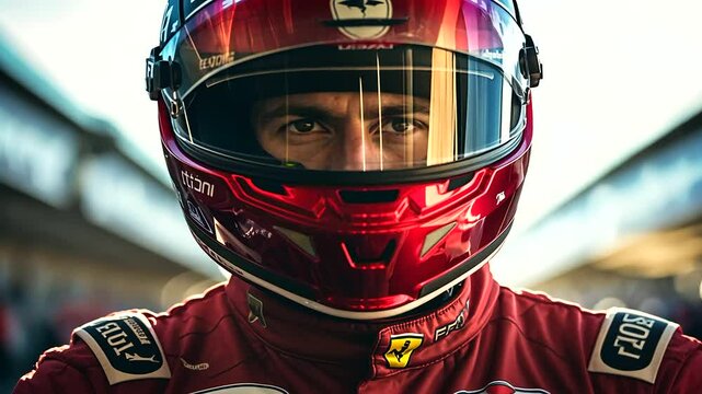 A close-up captures the Formula 1 racer's confident stride along the pit lane, the weight of their helmet symbolizing the tremendous responsibility