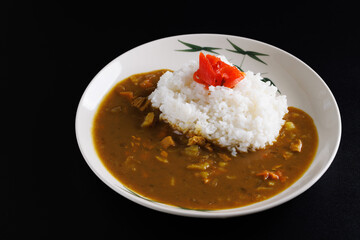japanese pork curry japanese food isolate in black background