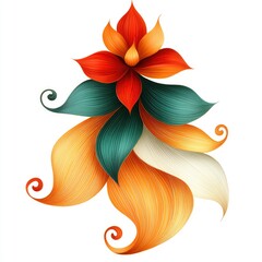 Fototapeta premium Abstract Flower with Orange, Red and Green Petals
