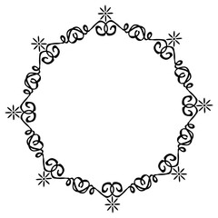 Round patterned black frame on white background