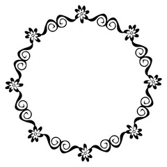 Original black round frame on a white background in doodle style