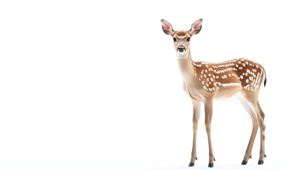 Fototapeta premium Graceful Deer Standing Alert on White Background