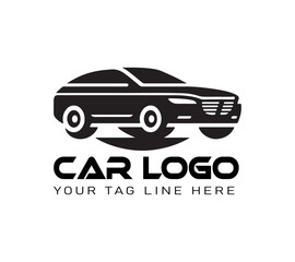 Fototapeta premium Modern Automotive Car Logo Design with Sleek Silhouette Vector Icon for Vehicle Branding