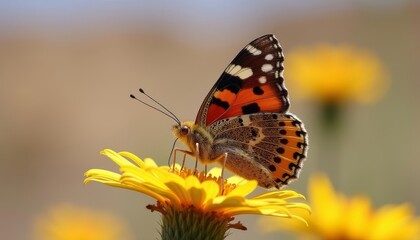 Obraz premium Butterfly and flower a dance of natures artistry