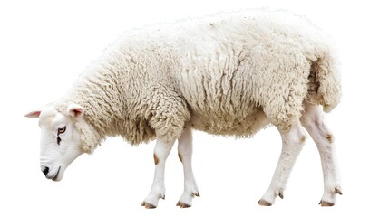 Obraz premium Fluffy White Sheep Grazing in Peaceful Countryside Landscape