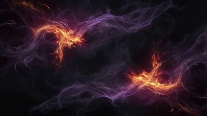 Mystical Smoke and Fire Abstract Art with a dark background