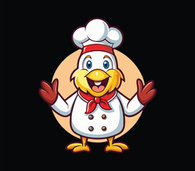 Sweet Chicken Chef Preparing Food Vector illustration 