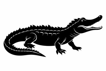 Crocodile silhouette vector art illustration, dangerous reptile animal