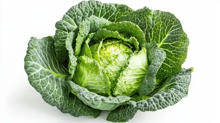 Fototapeta premium A fresh green cabbage with layered leaves, showcasing its natural texture and color.
