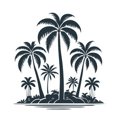 Collection of Tropical Palm and Tree Silhouettes