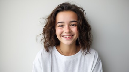 Fototapeta premium Smiling teenage girl with a relaxed pose, 
