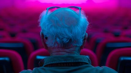 Fototapeta premium Elderly Watching Classic Movie 