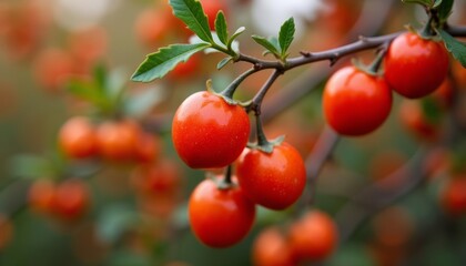 Obraz premium Vibrant autumn fruits on a tree branch