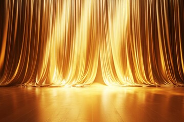 Golden Stage Curtains with Light.