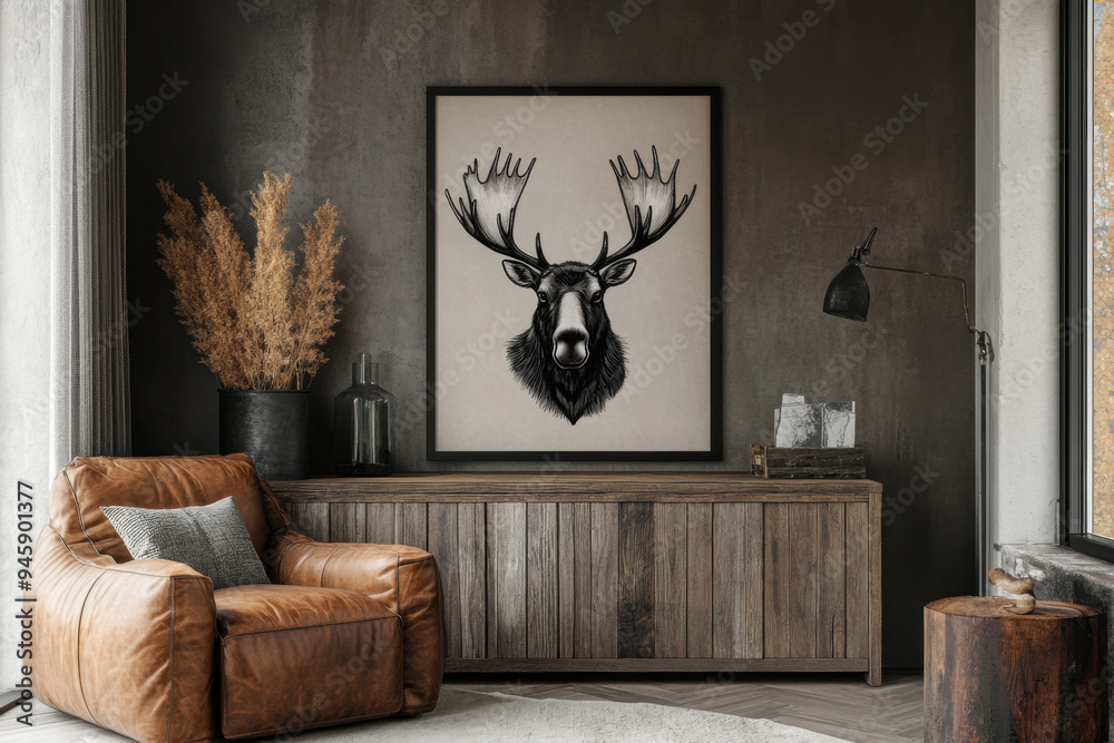 Sticker moose head interior design.