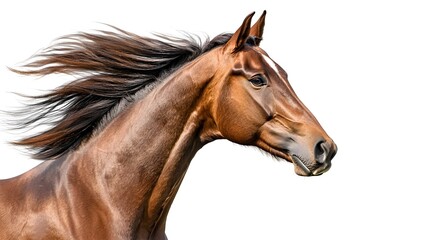 Fototapeta premium Elegant Equine Beauty with Flowing Mane in White Studio Setting