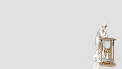 The man and sand clock for Business concept 3d rendering.