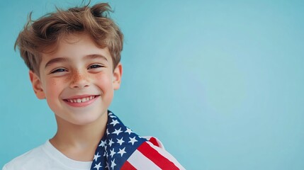 Happy Boy Celebrating 4th of July Independence Day in USA