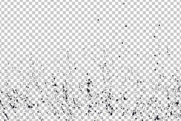 Dot spot dust particles and grunge distressed spray drop stain overlay effect transparent png black texture background banner vector illustration