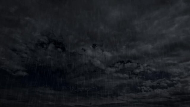 sky timelapse of night rain, heavy dark clouds, thunder and lightnings - loop video