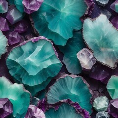 Obraz premium Kristall, Edelstein, Fluorit, violett, türkis, Amethyst, lila, Edelsteinstruktur, Mineral, 