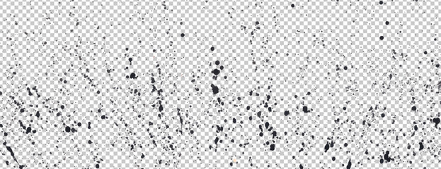 Dot spot dust particles and grunge distressed spray drop stain overlay effect transparent png black texture background banner vector illustration