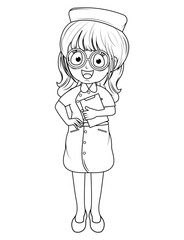 Coloring Little Nurse Cartoon