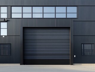 Fototapeta premium Modern metal and wood detailed garage door from the front