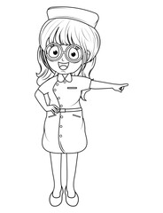 Coloring Little Nurse Cartoon