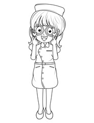 Coloring Little Nurse Cartoon