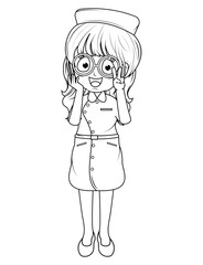 Coloring Little Nurse Cartoon