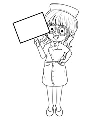 Coloring Little Nurse Cartoon