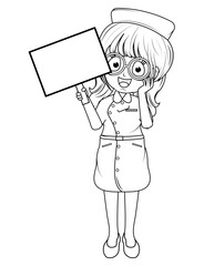 Coloring Little Nurse Cartoon