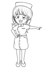 Coloring Little Nurse Cartoon