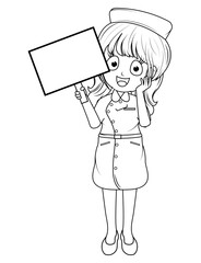 Coloring Little Nurse Cartoon