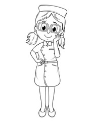 Coloring Little Nurse Cartoon