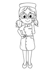 Coloring Little Nurse Cartoon