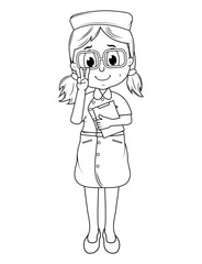 Coloring Little Nurse Cartoon