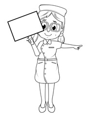 Coloring Little Nurse Cartoon