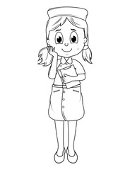 Coloring Little Nurse Cartoon
