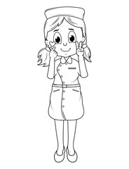 Coloring Little Nurse Cartoon