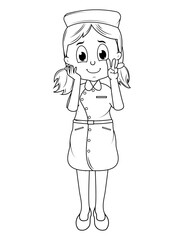 Coloring Little Nurse Cartoon