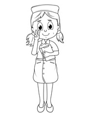 Coloring Little Nurse Cartoon